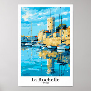 La Rochelle France Travel Vintage Illustration Poster