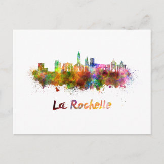 La Rochelle skyline in watercolor Postcard