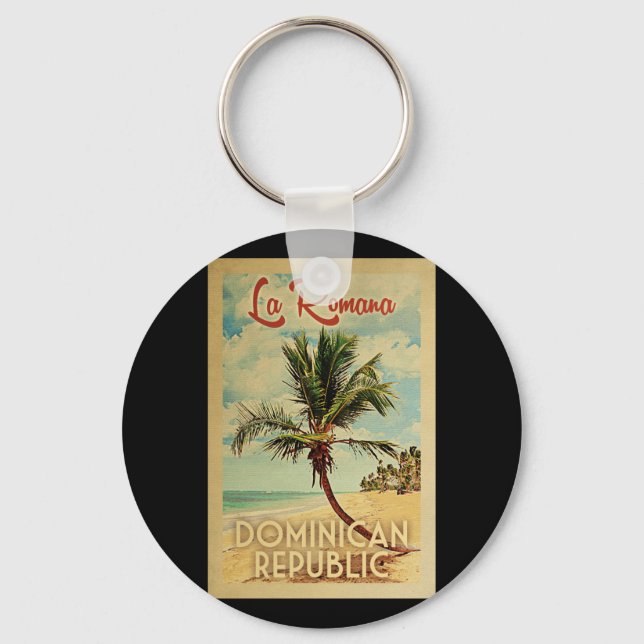 La Romana Palm Tree Vintage Travel Key Ring (Front)