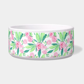 La Rosa Watercolor Floral Pattern Pet Bowl