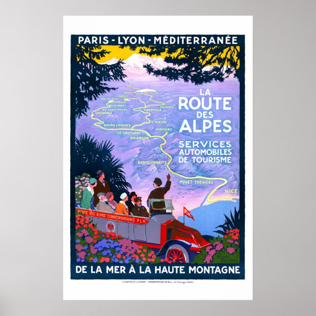 La Route des Alpes Travel Poster (1920s) (Front)