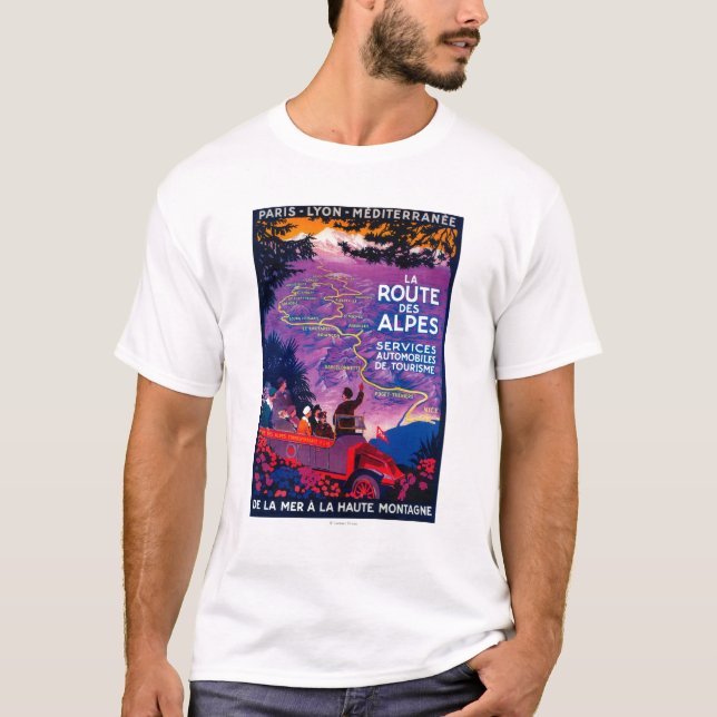 La Route Des Alpes Vintage PosterEurope T-Shirt (Front)