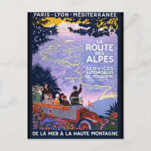 La route des Alpes Vintage Travel Poster Postcard