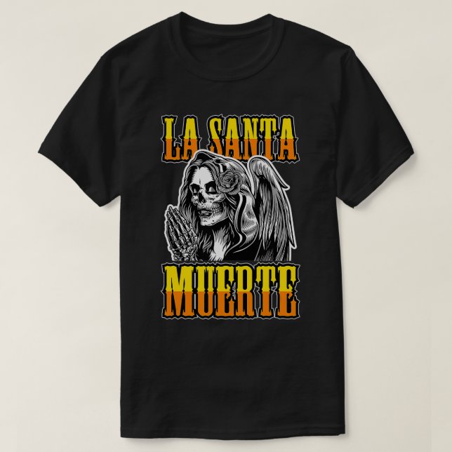 La Santa Muerte Praying Angel Dia De Los Muertos M T-Shirt (Design Front)