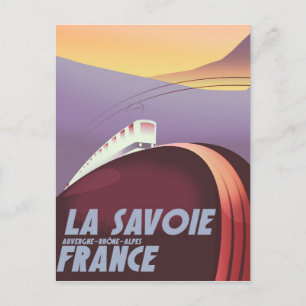 La Savoie Auvergne-Rhône-Alpes travel poster. Postcard
