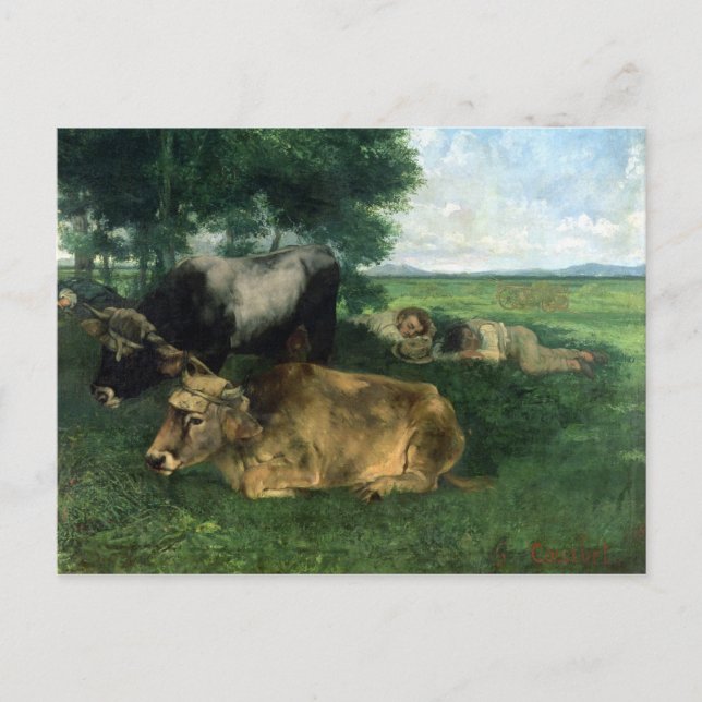 La Siesta Pendant la saison des foins , 1867, Postcard (Front)