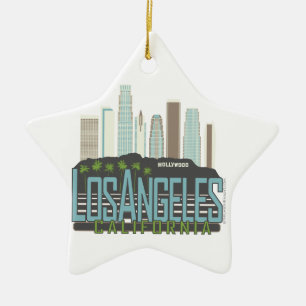 LA Skyline Vintage Ceramic Tree Decoration