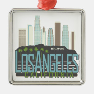 LA Skyline Vintage Metal Tree Decoration