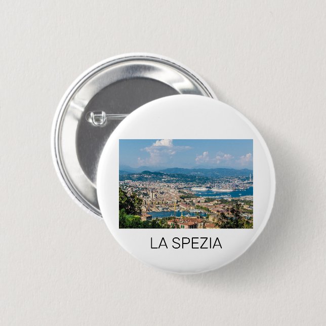 La Spezia Cityscape Liguria Italy Holiday Souvenir 6 Cm Round Badge (Front & Back)