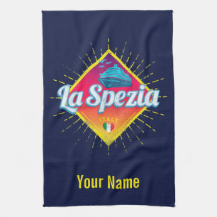 La Spezia Liguria Italy Retro Cruise Ship Vintage Tea Towel