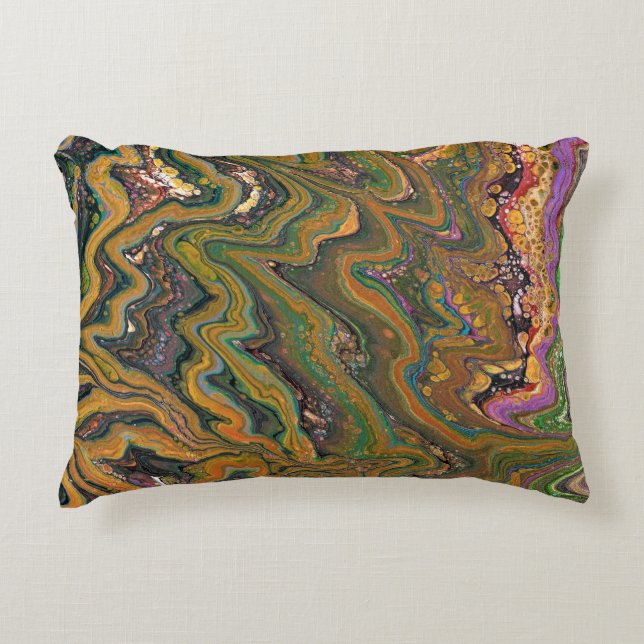 La Strada 2 Green Gold Geode Accent Pillow (Front)