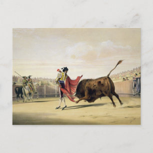 La Suerte de la Capa, 1865 (colour litho) Postcard