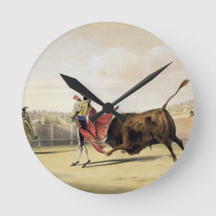 La Suerte de la Capa, 1865 (colour litho) Round Clock