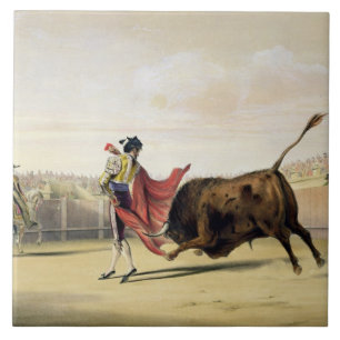 La Suerte de la Capa, 1865 (colour litho) Tile
