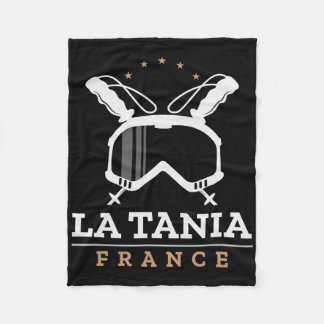 La Tania France Ski Resort Vintage Skiing Snowboar Fleece Blanket