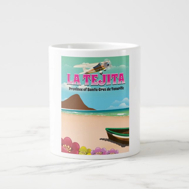 La Tejita Tenerife beach travel poster Large Coffee Mug (Front)