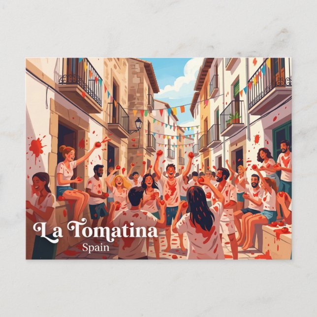 La Tomatina Bunol Spain Postcard (Front)
