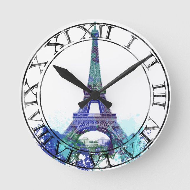 La tour Eiffel  color splash Round Clock (Front)