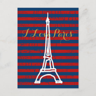 la tour Eiffel, stripes & love Postcard