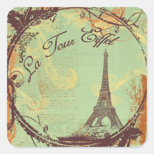 la Tour Eiffel Tower Vintage Style Stickers Tags