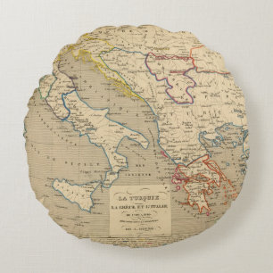 La Turquie, la Grece et l'Italie de 1700 a 1840 Round Cushion