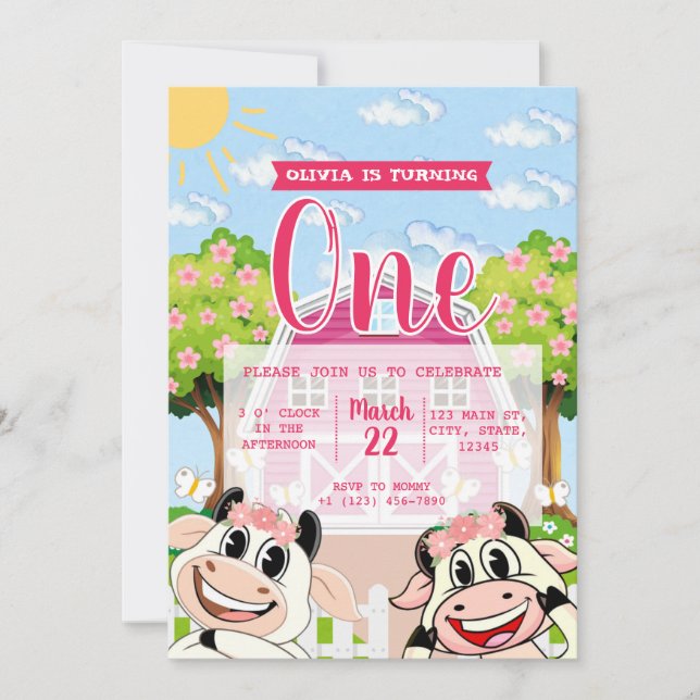 La Vaca Lola Birthday Invitation (Front)