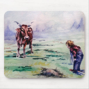 La vaca y el niño/The cow and the boy Mouse Mat