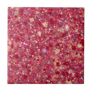 La Vida Magenta Pink Color Faux Glitter Solid Tile