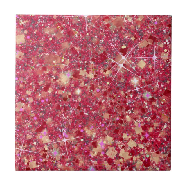 La Vida Magenta Pink Colour Faux Glitter Solid Tile (Front)