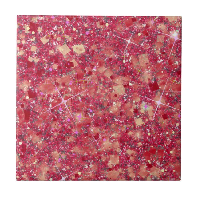 La Vida Magenta Pink Colour Faux Glitter Solid Tile (Front)