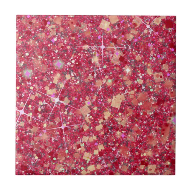 La Vida Magenta Pink Colour Faux Glitter Solid Tile (Front)
