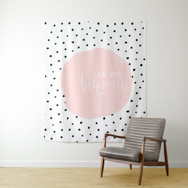 LA VIE BOHEME- Typography Polka Dot Dots Dance Tapestry (In Situ)