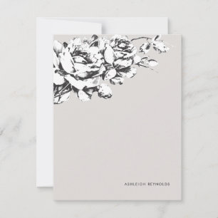 La Vie en Rose Floral Stationery - Grey Card