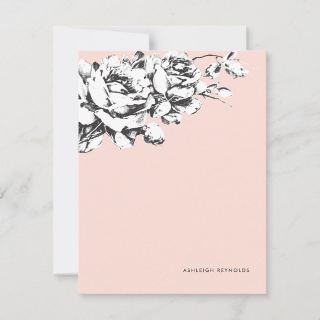 La Vie en Rose Floral Stationery - Pink Card (Front)