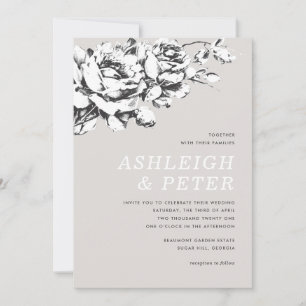 La Vie en Rose Floral Wedding Invitation - Grey