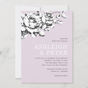 La Vie en Rose Floral Wedding Invitation - Purple