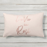 La Vie en Rose French Quote Rose Gold Pink Lumbar Cushion<br><div class="desc">This elegant and chic typography design is perfect for the trendy and stylish woman. It features a faux printed rose gold foil French quote, "La vie en rose, " meaning "Life in pink." It's a cute, girly, and stylish design. ***IMPORTANT DESIGN NOTE: For any custom design request such as matching...</div>