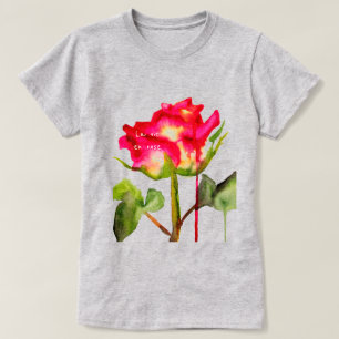 La Vie En Rose slogan Tea Rose watercolor art T-Shirt