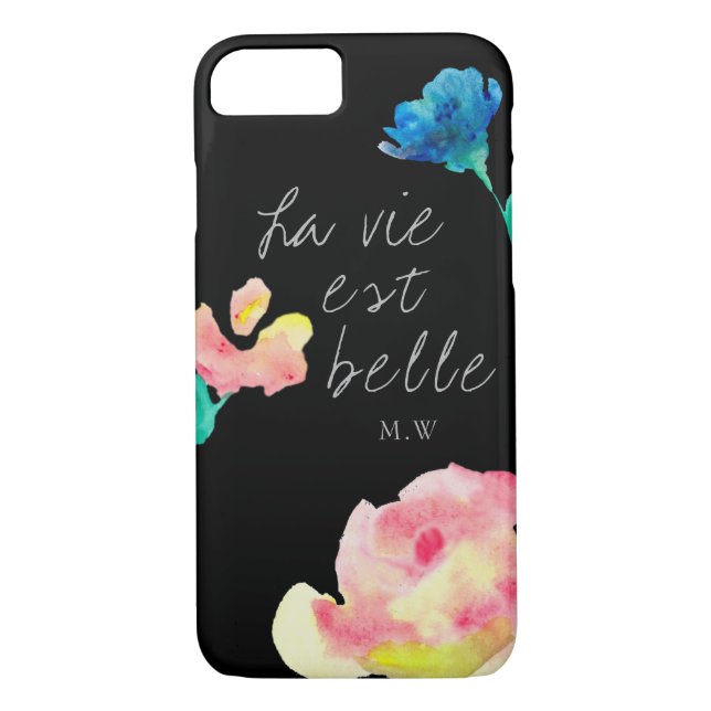 La vie est belle, elegant, simple, monogram Case-Mate iPhone case (Back)