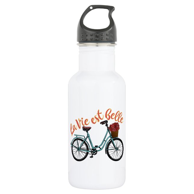 La Vie Est Belle French Bicycle 532 Ml Water Bottle (Front)