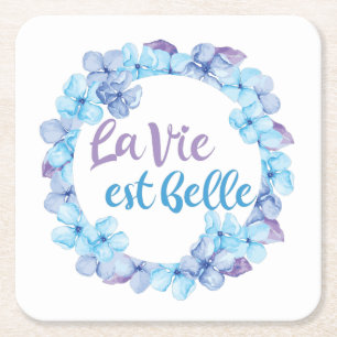La Vie Est Belle French Square Paper Coaster