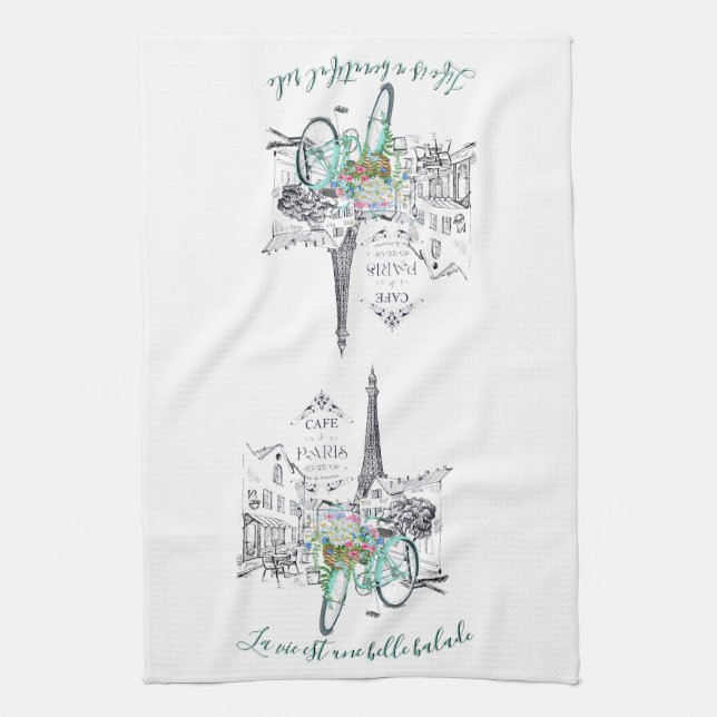 La vie est une belle balade tea towel (Vertical)