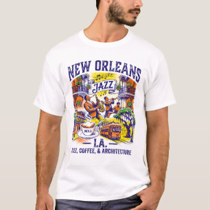La Vintage New Orleans Jazz Coffee And Architectur T-Shirt