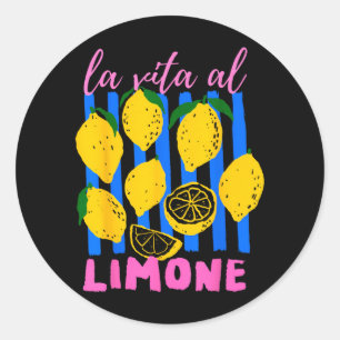 La Vita Al Limone Funny Italian Lemon Fruit Summer Classic Round Sticker
