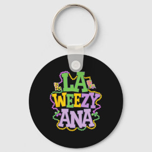 La Weezy Ana Playful Louisiana Map With Beads Fest Key Ring
