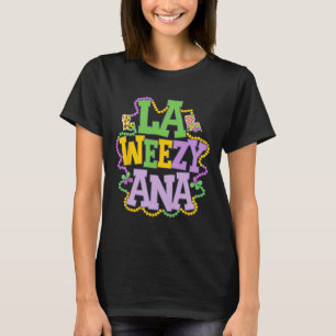 La Weezy Ana Playful Louisiana Map With Beads Fest T-Shirt