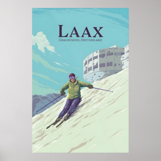 Laax Ski Resort Travel Poster v2 (Front)