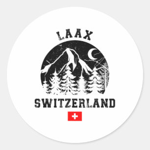 Laax Switzerland Ski Resort Alps Alpine Skiing Swi Classic Round Sticker
