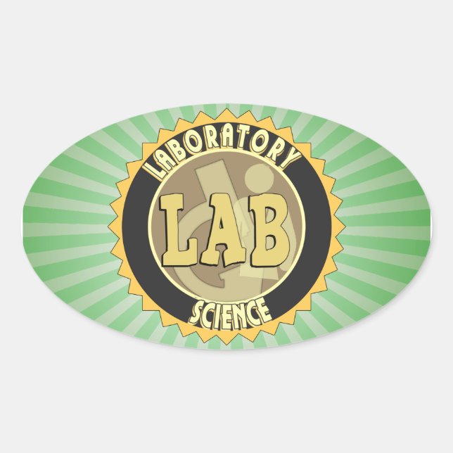 LAB BADGE LABORATORY SCIENCE OVAL STICKER (Front)