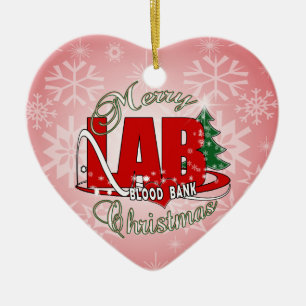 LAB BB BLOOD BANK MERRY CHRISTMAS LABORATORY CERAMIC TREE DECORATION
